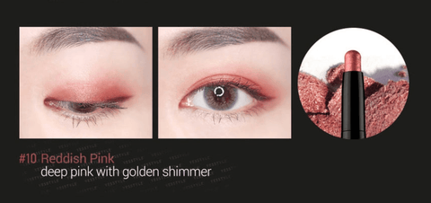 Shining Pearl Shadow Stick Karadium Reddish Pink  closeup on eye