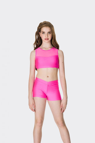 Mesh Crop Top (Adult) tops Studio 7 Dancewear Hot Pink Small 
