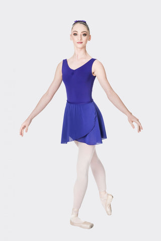 Ballet model wearing Studio 7 Wrap Skirt Dark Purple front view