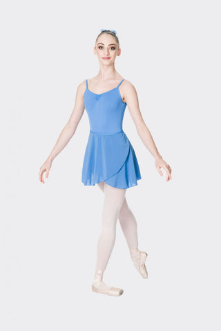 Ballet model wearing Studio 7 Wrap Skirt Cornflower front view
