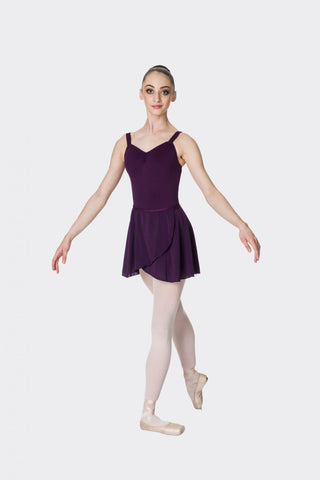 Ballet model wearing Studio 7 Wrap Skirt Plum front view