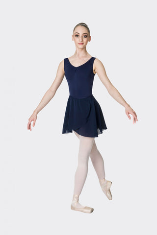 Ballet model wearing Studio 7 Wrap Skirt Navy front view
