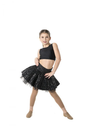 Sequin Skater Skirt (Child) bottoms Studio 7 Dancewear Black X-Small 