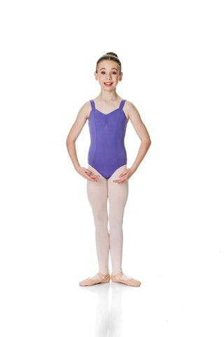 Ballet model wearing Wide Strap Leotard Jacaranda  front view