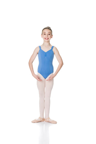 Ballet model wearing Wide Strap Leotard Corn Flower front view