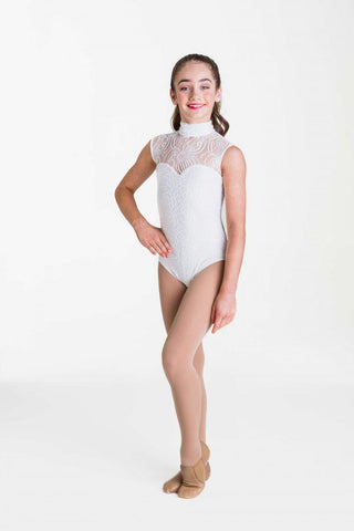 Deco Lace Leotard (Child) leotards Studio 7 Dancewear White Medium 