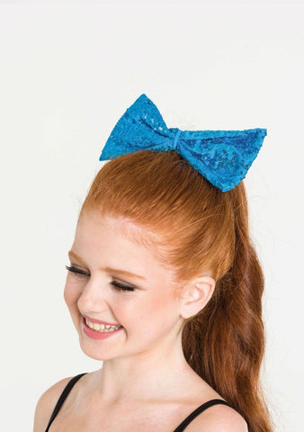 Sequin Hair Bow hair-accessories Studio 7 Dancewear Turqoise Small 