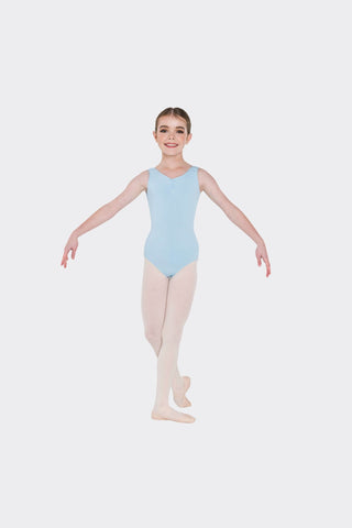 Ballet model wearing Thick Strap Leotard Pale Blue front view