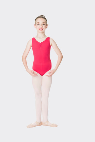 Ballet model wearing Thick Strap Leotard red front view