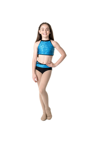 Bright Lights Halter Crop Top (Child) tops Studio 7 Dancewear Turquoise Small 