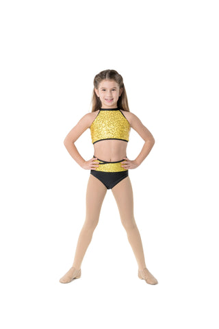 Bright Lights Halter Crop Top (Child) tops Studio 7 Dancewear Yellow Small 